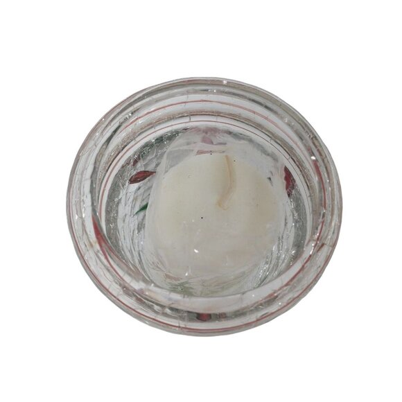 Vtg Fifth Avenue Crackled Crystal Glass Votive Candle Holder Pink Tulips - Picture 3 of 10